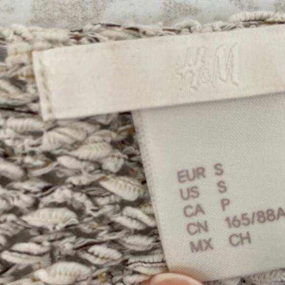 H&M Neutral/Tan Marled Cotton Blend Oversized Chunky Knit Sweater/Tunic, S - Picture 7 of 13